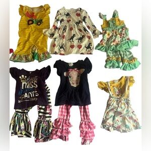 Lot of 6 Baby/Toddler Girls Boutique Outfits